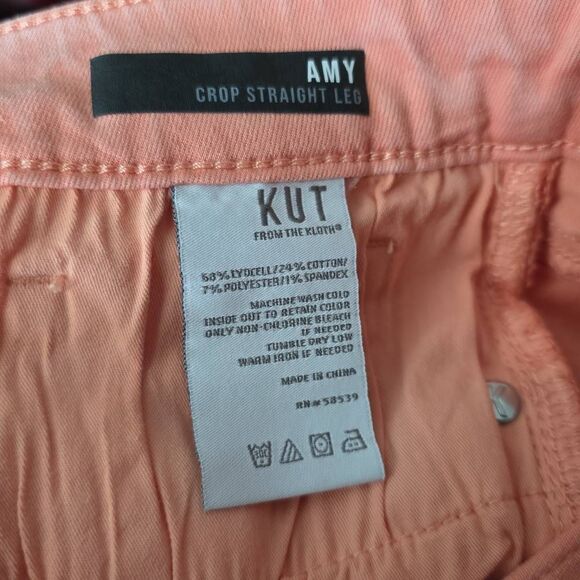 Kut From The Kloth Women’s Size 14 Orange Cantaloupe Amy Crop Straight Leg Jeans - Picture 3 of 8